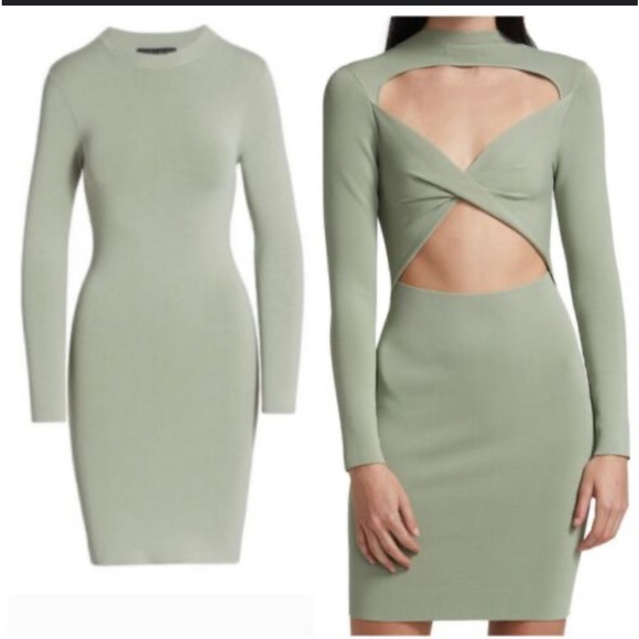 Alice + Olivia Estelle Bodycon Sage Green Sz S - Picture 4 of 6